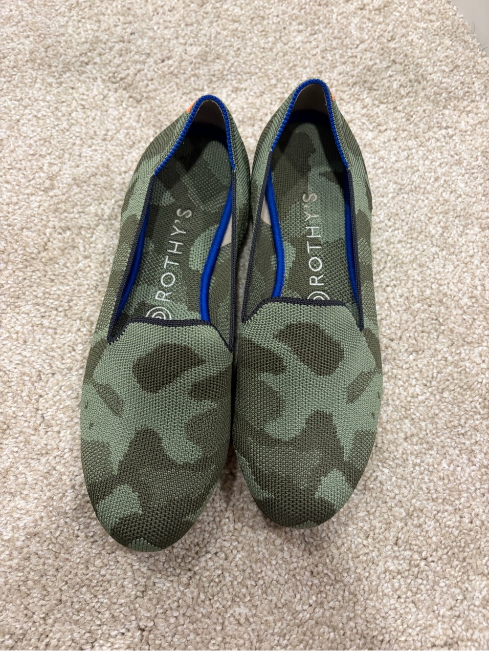 Rothy's Olive & Dark Green Camo Slip-On Flats